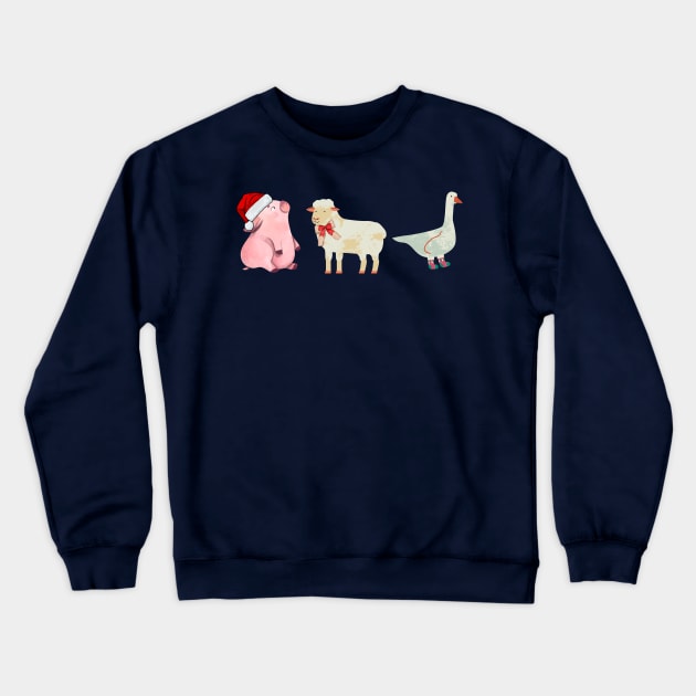 Farm Animal Christmas Crewneck Sweatshirt by WildenRoseDesign